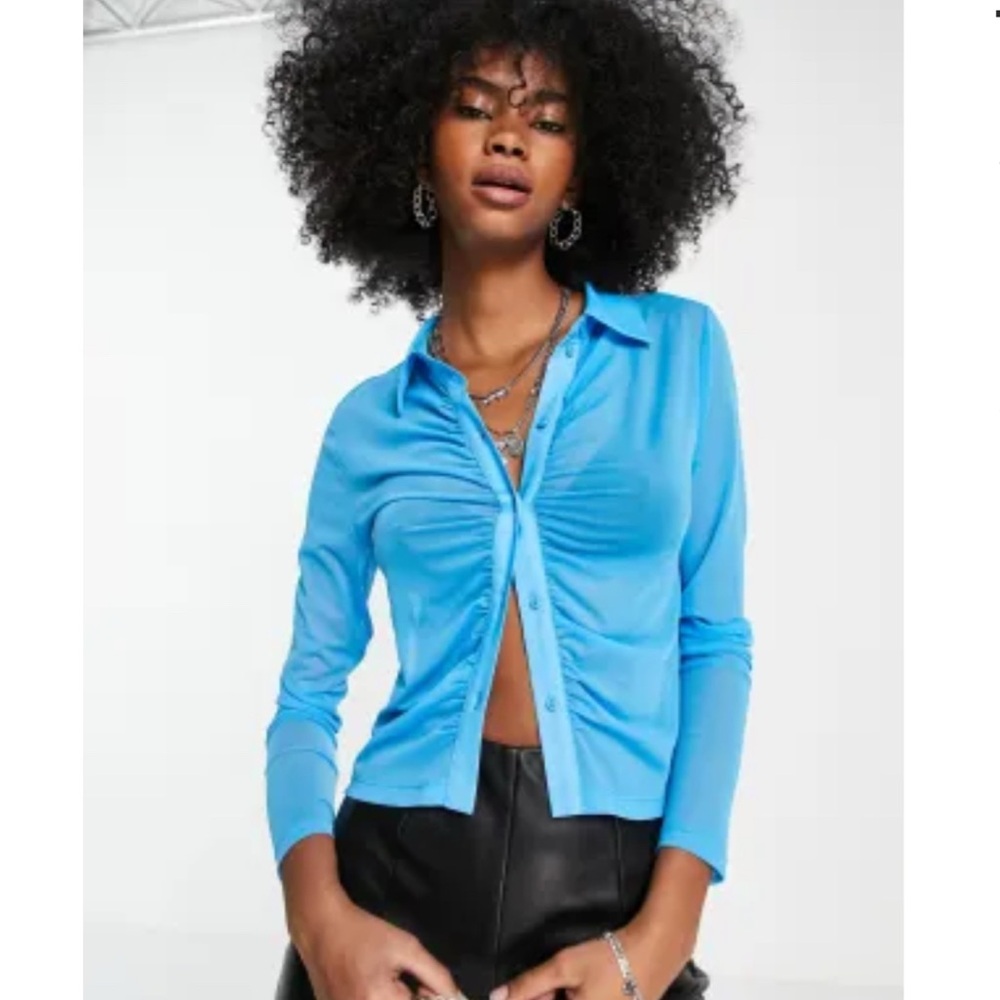 Topshop Vibrant Blue Button-Down Shirt